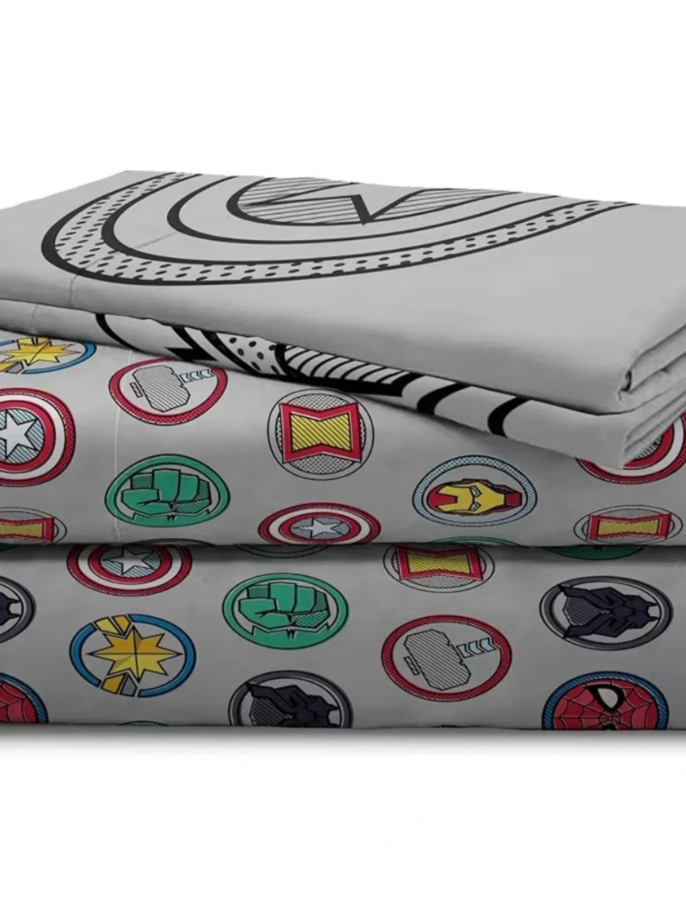 Kids White Superhero MARVEL Icon BED SHEETS - Multicolor (FULL)